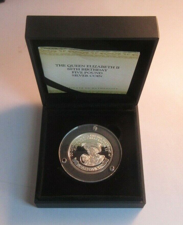 2014 QEII 88th Birthday £5 Silver Proof 1oz Gibraltar £5 Coin Boxed + COA