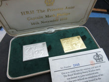 Load image into Gallery viewer, 1973 Royal Wedding Stamp Ingots 22ct Gold &amp; Britannia Silver Two Stamp Set 2365
