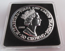 Load image into Gallery viewer, 1993 QEII CORONATION ANNIVERSARY SILVER PROOF 20 CROWNS COIN BOX &amp; COA
