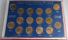Load image into Gallery viewer, COMPLETE SET OF FARTHINGS GEORGE VI 1937-1952 UNC 16 COIN SET IN R/MINT RED BOOK
