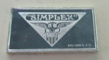 Load image into Gallery viewer, 1911 SIMPLEX 15mm X 10mm 1.60gram SILVER INGOT WITH INFORMATION SLIP
