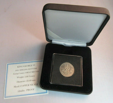 1950 KING GEORGE VI BARE HEAD PROOF SCOTTISH ONE SHILLING COIN BOXED WITH COA