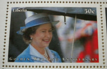 Load image into Gallery viewer, 1947-1997 THE GOLDEN WEDDING ANNIVERSARY QEII PP LIBERIA 6 MNH STAMPS/INFO SHEET
