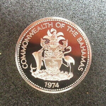 Load image into Gallery viewer, 1974 BAHAMAS BLUE MARLIN QUEEN ELIZABETH II 50 CENTS .800 SILVER PROOF 29MM COIN
