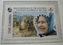 Load image into Gallery viewer, 1952-1992 QEII 40TH ANNIVERSARY OF THE ACCESSION  5 X THE GAMBIA MNH STAMPS/INFO
