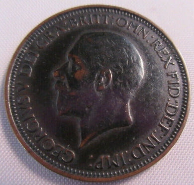 UK 1934 KING GEORGE V BRONZE aUNC HALF PENNY IN PROTECTIVE CLEAR FLIP