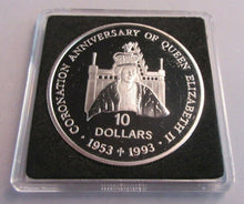 Load image into Gallery viewer, 1992 CORONATION ANNIVERSARY SILVER PROOF SOLOMON ISLANDS 10 DOLLAR COIN BOX &amp;COA
