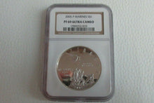 Load image into Gallery viewer, USA  2005 P MARINES OUNCE SILVER PROOF $1 PF69 ULTRA CAMEO NGC SLABBED COIN
