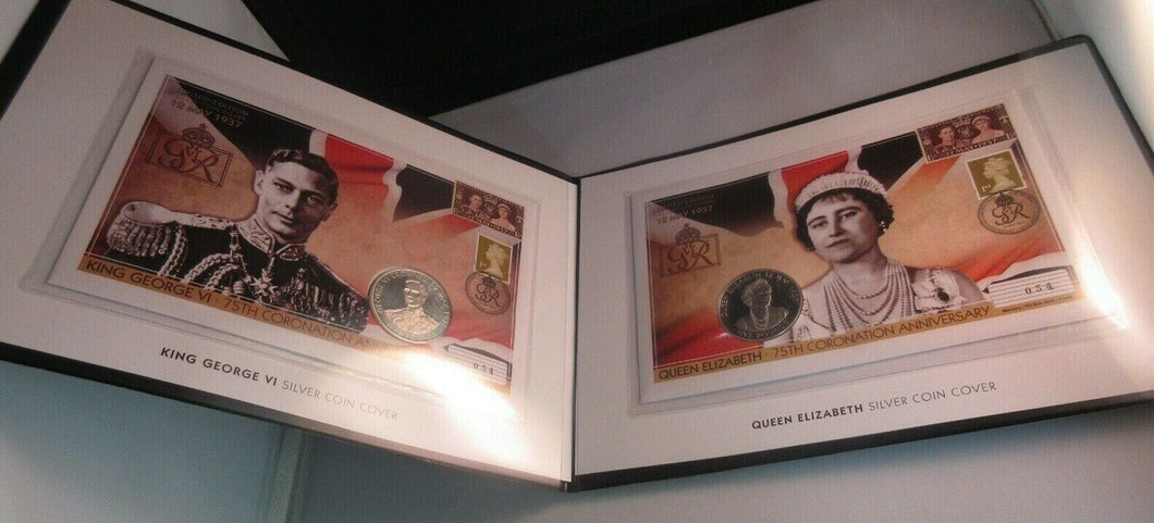 George VI 75th Coronation Anniversary 2x Silver Proof £5 Coins In Coin Cover/COA
