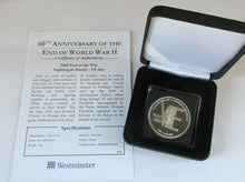 Load image into Gallery viewer, 2005 60TH ANNIVERSARY OF THE END OF WWII QEII SILVER PROOF ONE CROWN BOX/COA
