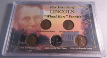 Load image into Gallery viewer, USA 1909-1958 FIVE DECADES OF LINCOLN WHEAT EARS PENNIES IN HARD CASE
