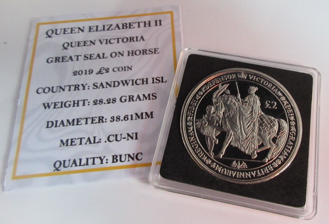 2019 QEII QUEEN VICTORIA GREAT SEAL ON HORSE TWO POUND £2 COIN CAPSULE & COA