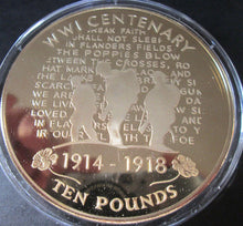 Load image into Gallery viewer, 2014 £10 SILVER PROOF 5 oz COIN ANNIVERSARY of WWI 1914 - 1918 24ct gold plated
