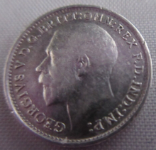 Load image into Gallery viewer, 1919 KING GEORGE V BARE HEAD .925 SILVER 3d THREE PENCE COIN VF-EF IN CLEAR FLIP
