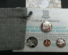Load image into Gallery viewer, 1974 BRITISH VIRGIN ISLANDS NATIVE BIRDS PROOF 4 COIN SET &amp; COA IN MONEY POUCH

