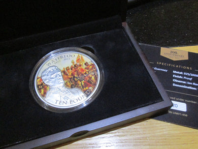2015 Silver Proof 5oz Battle of Waterloo £10 Coin COA Box No 420 OF 450 SCARCE