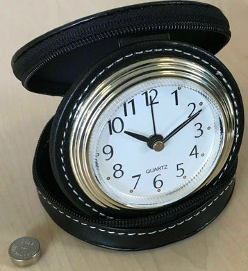 Analogue Travel Alarm Clock  Small handy clock that zips into its own case