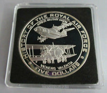 Load image into Gallery viewer, 2008 HISTORY OF THE RAF AIRBUS MILITARY VICKERS VALENTA S/PROOF $5 COIN BOX COA
