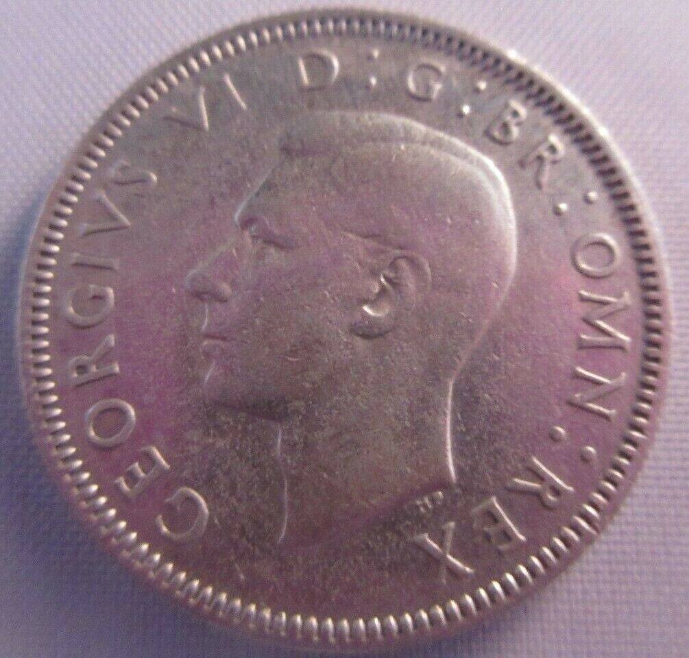 1940 KING GEORGE VI BARE HEAD .500 SILVER ONE SHILLING COIN & CLEAR FLIP E1