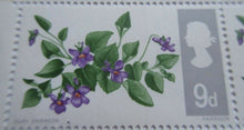 Load image into Gallery viewer, 1967 FLOWERS 9d BLOCK OF 8 STAMPS MNH WITH CLEAR FRONTED STAMP HOLDER
