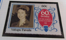 Load image into Gallery viewer, 1986 QUEEN ELIZABETH II 60TH BIRTHDAY VAITUPU TUVALU  STAMPS &amp; ALBUM SHEET
