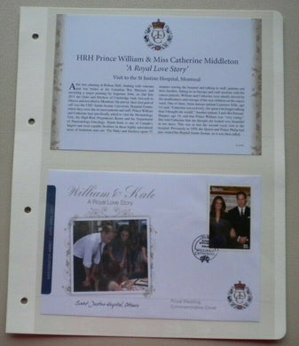 2011 WILLIAM & KATE A ROYAL LOVE STORY, ST JUSTINE HOSPITAL COMMEMORATIVE COVER