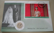 Load image into Gallery viewer, 1947-1997 WEDDING DAY &amp; GOLDEN WEDDING QEII &amp; PRINCE PHILIP DOUBLE STAMP COVER
