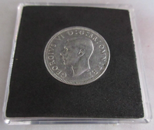 Load image into Gallery viewer, 1942 KING GEORGE VI  .500 SILVER SCOTTISH ONE SHILLING COIN IN QUAD CAPSULE
