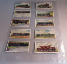 Load image into Gallery viewer, WILLS CIGARETTE CARDS RAILWAY ENGINES COMPLETE SET OF 50 IN CLEAR PLASTIC PAGES
