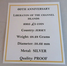 Load image into Gallery viewer, 2005 60TH ANNIVERSARY LIBERATION OF CHANNEL ISLANDS S/PROOF £5 COIN BOX &amp; COA
