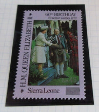 Load image into Gallery viewer, 1986 QUEEN ELIZABETH II 60TH BIRTHDAY SIERRA LEONE STAMPS &amp; ALBUM SHEET
