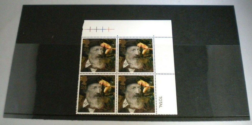 1992 TENNYSON IN 1888 AND THE BEGUILING OF MERLIN 24p BLOCK OF 4 STAMPS MNH