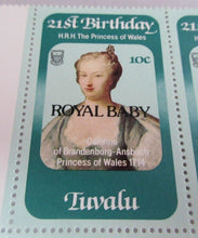 Load image into Gallery viewer, 1982 TUVALU 10C 21ST BIRTHDAY OF THE PRINCESS OF WALES ROYAL BABY STAMPS MNH
