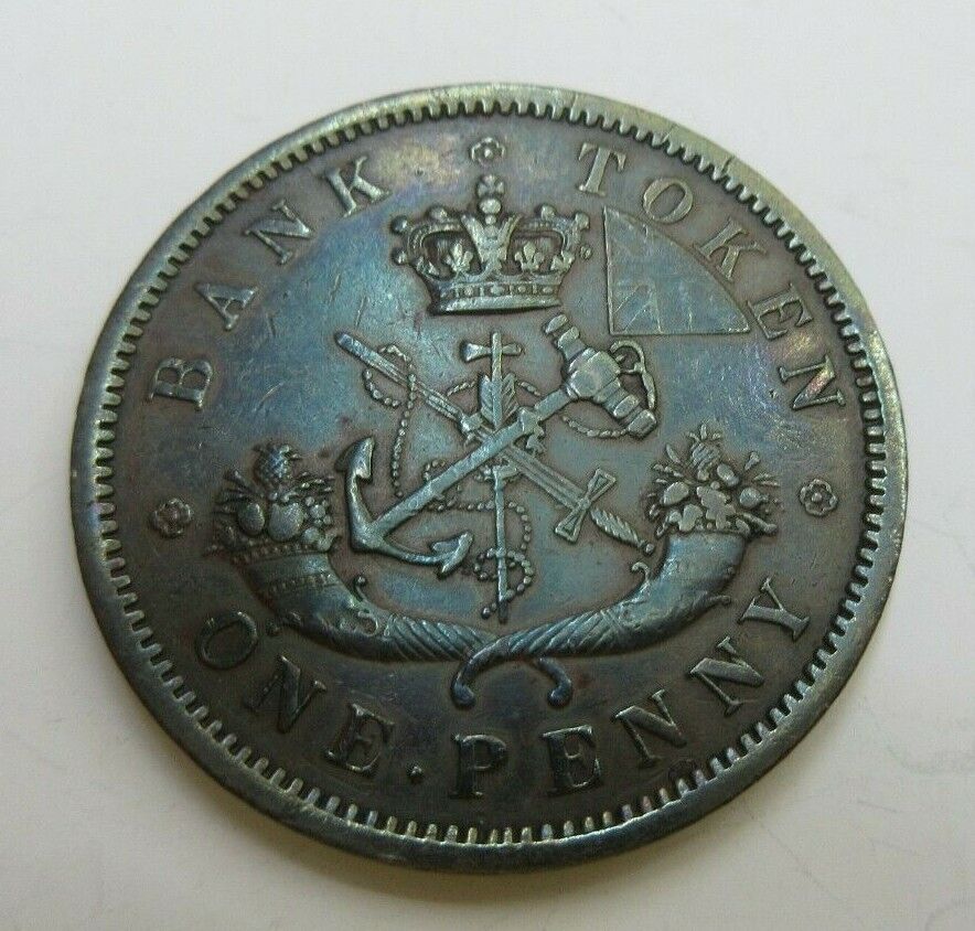 1857 BANK OF UPPER CANADA 1 PENNY BANK TOKEN ST GEORGE & THE DRAGON