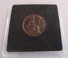 Load image into Gallery viewer, 1903 EDWARD VII DARKENED BRONZE FARTHING EF-UNC IN QUADRANT CAPSULE &amp; BOX
