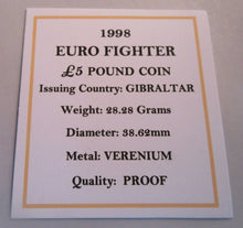 Load image into Gallery viewer, 1998 80th ANNIVERSARY OF THE RAF VIRENIUM PROOF £5 FIVE POUND COIN BOX &amp; COA
