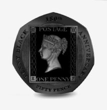 Load image into Gallery viewer, GIBRALTAR 2020 Fifty Pence Anniversary Penny Black Stamp 50p Black Coin
