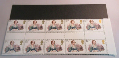 GB 1980 MRS GASKELL NORTH & SOUTH 17 1/2p GUTTER PAIRS 20 STAMPS MNH