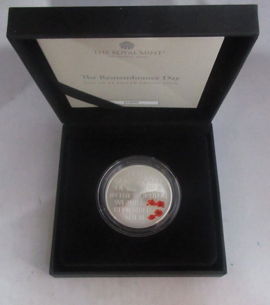 The Remembrance Day 2021 Royal Mint Silver Proof UK £5 Pounds Coin