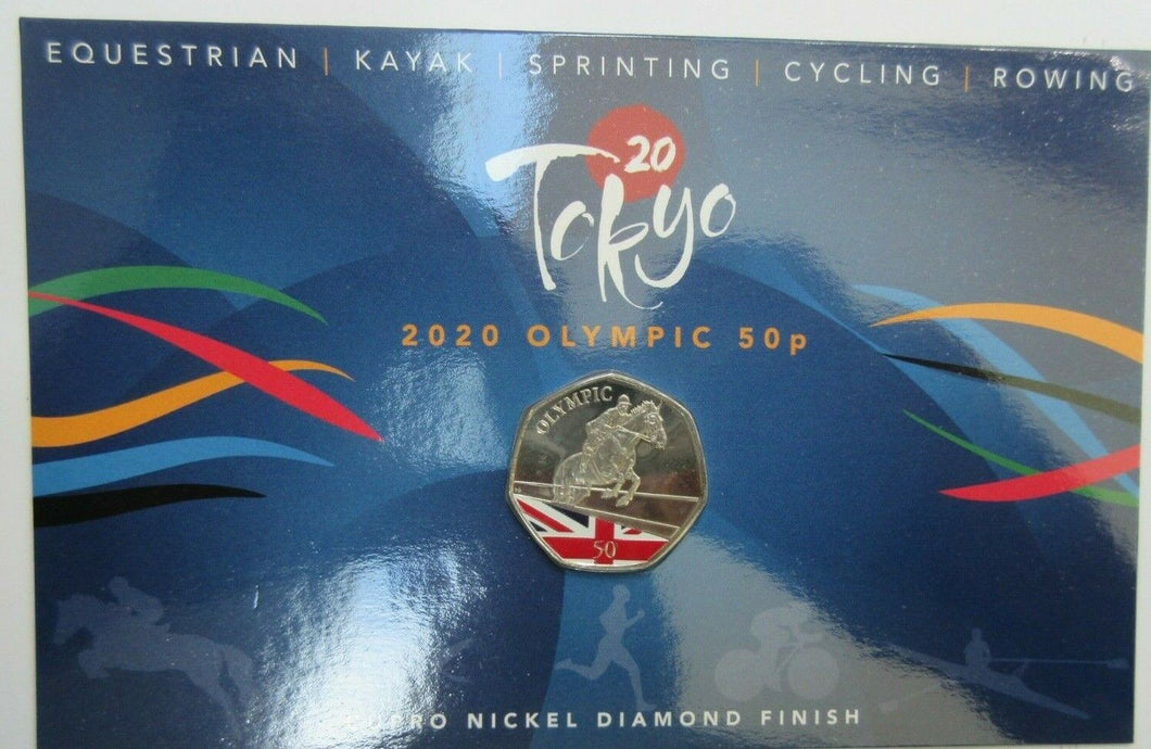 TOKYO 2020 SUMMER OLYMPIC 50P FIFTY PENCE COLOURED & DIAMOND FINISH 2021 SEALED