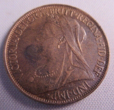 1901 QUEEN VICTORIA  PENNY VIELED HEAD BUNC PRESENTED IN CLEAR FLIP