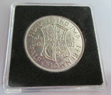 Load image into Gallery viewer, 1941 GEORGE VI BARE HEAD COINAGE HALF 1/2 CROWN IN QUADRANT CAPSULE &amp; BOX
