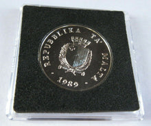 Load image into Gallery viewer, 1989 INDEPENDENCE OF MALTA SILVER BUNC MALTA 2 LIRI COIN WITH BOX &amp; COA
