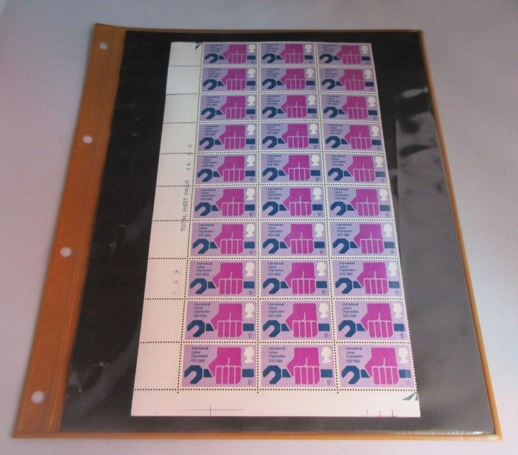 1969 INTERNATIONAL LABOUR ORGANISATION 1 SHILLING 30 X STAMPS MNH & FOLDER SHEET