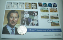 Load image into Gallery viewer, 1998 30TH ANNIVERSARY OF THE INVESTITURE COMMEMORATIVE BUNC £5 COIN COVER PNC
