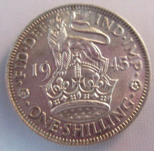 Load image into Gallery viewer, 1945 KING GEORGE VI BARE HEAD .500 SILVER UNC ONE SHILLING COIN &amp; CLEAR FLIP E3
