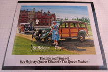 Load image into Gallery viewer, 1985 HMQE QUEEN MOTHER 85th ANNIV COLLECTION ST HELENA STAMPS ALBUM SHEET
