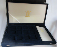 Load image into Gallery viewer, ROYAL MINT BOX HOLDS 24 CROWN OR £5 COINS 46MM RECESS SPACE FOLDER TO HOLD CERTS
