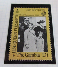 Load image into Gallery viewer, 1986 QUEEN ELIZABETH II 60TH BIRTHDAY THE GAMBIA STAMPS &amp; ALBUM SHEET
