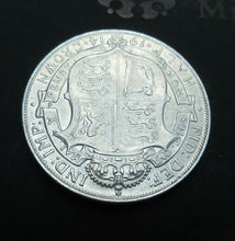 Load image into Gallery viewer, 1914 GEORGE V BARE HEAD FIRST COINAGE 1/2 CROWN SPINK 4011 CROWNED SHIELD Cc1
